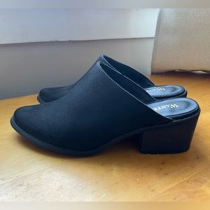 WANTED shoe brand black backless heels